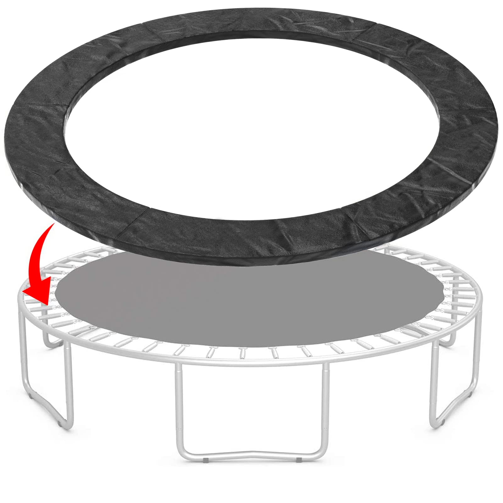 Trampoline Replacement Pad, Trampoline Cover Pad 12FT 14FT 15FT Universal Replacement Trampoline Frame Waterproof Surround Spring Pad for Round Frame