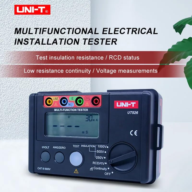 UNI-T Uni-Trend Ground Resistance Meter Digital Electrical Meter Insulation Resistance Tester AC DC Voltmeter UT526 RCD Test/Low Resistance Continuity Measure(UT526)