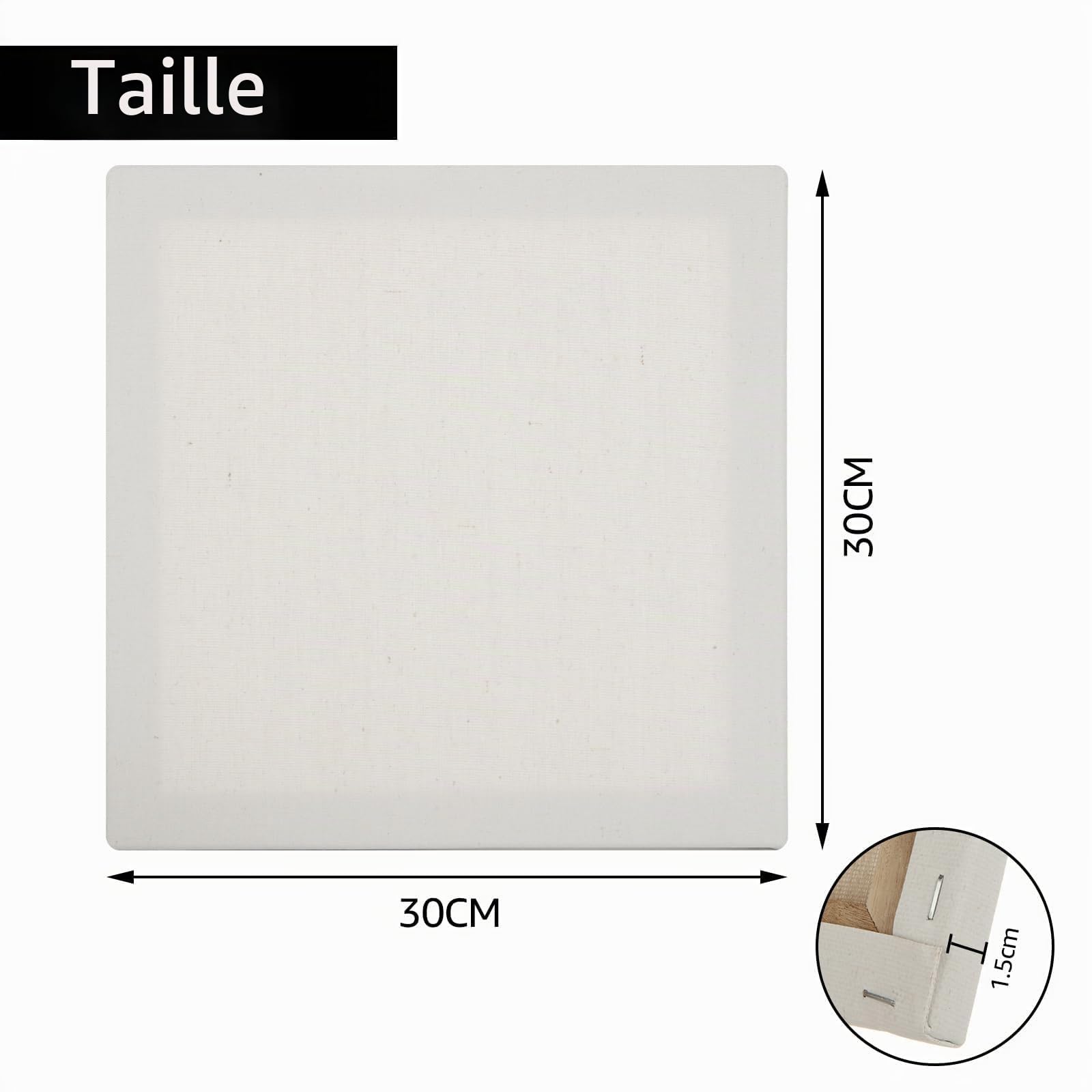Lot de 12 Toile à Peindre 30x30 cm, Chassis Entoilé Carré en Lin Fin, Tableau Vierge pour Peinture à l'Huile, Acrylique et Art Professionnel