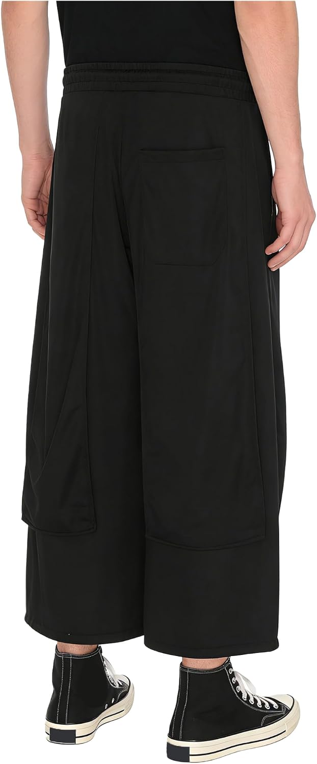FEESHOW Men's Elastic Waist Wide Leg Harem Pants Loose Fit Kimono Trousers Beach Yoga Pants Casual Daily Wear