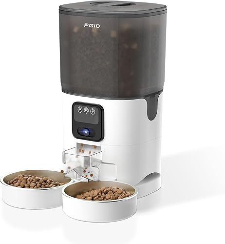 Comedero automático para mascotas de 7L con cámara gran angular HD de 1080P, función WiFi inteligente, control por aplicación, función de visión