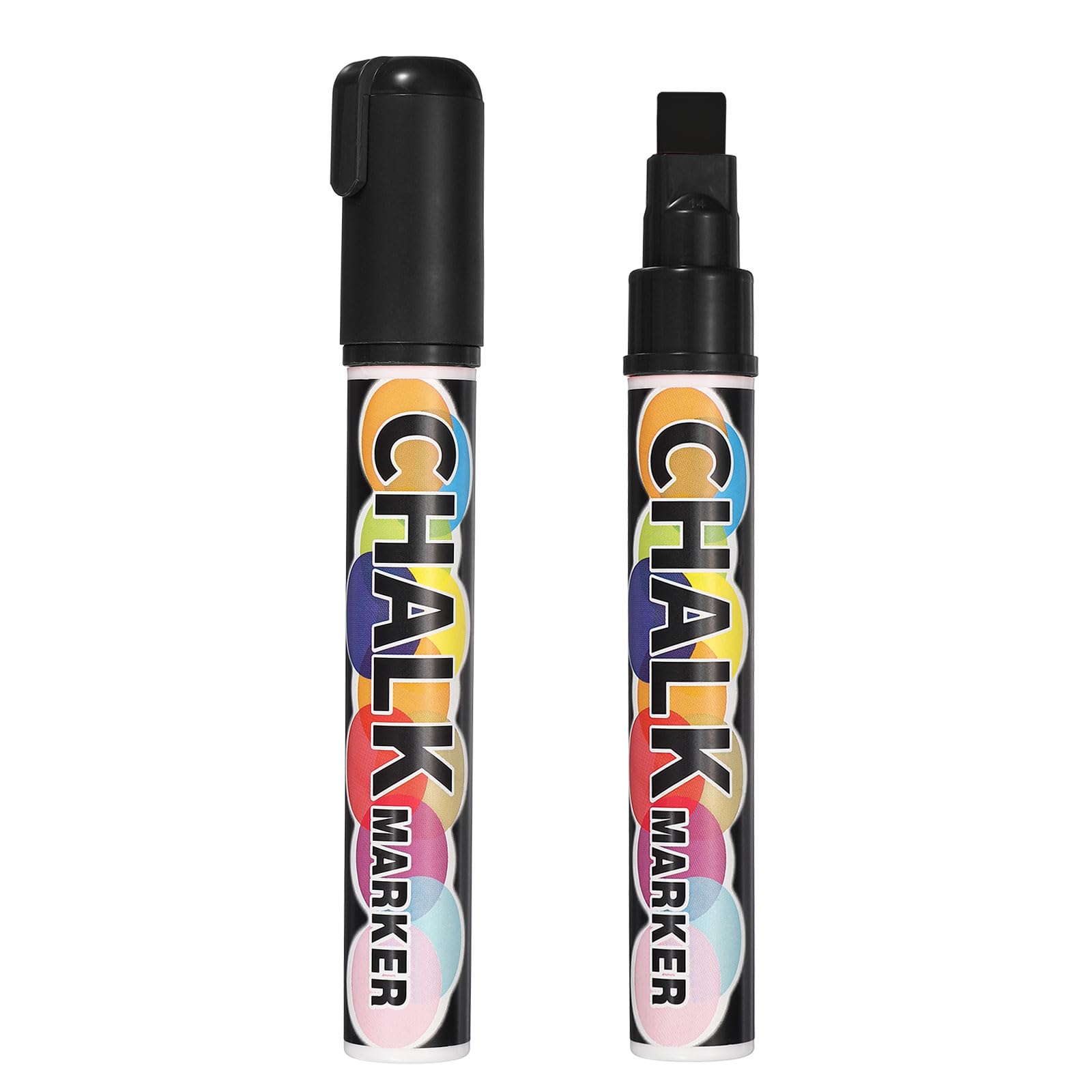 PATIKIL Liquid Chalk Markers 10mm, 2 Pcs Chalkboard Markers, Dry Erase Chalk Pens with Erasable Wide Fine Tip Wet Erase for Chalkboard Windows Blackboard Car Mirror Glass, Black