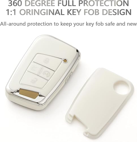 Miniatura 3 de OFFCURVE Cubierta de llavero de TPU para VW D5+llavero, Plateado blanco
