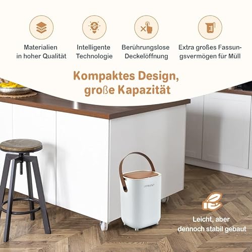 Twinky Cubo de pañales para bebés a prueba de olores, sin casete, para ahorrar espacio, con tapa, fácil de usar y limpiar, para bolsas de basura normales (Marron) - imagen 5