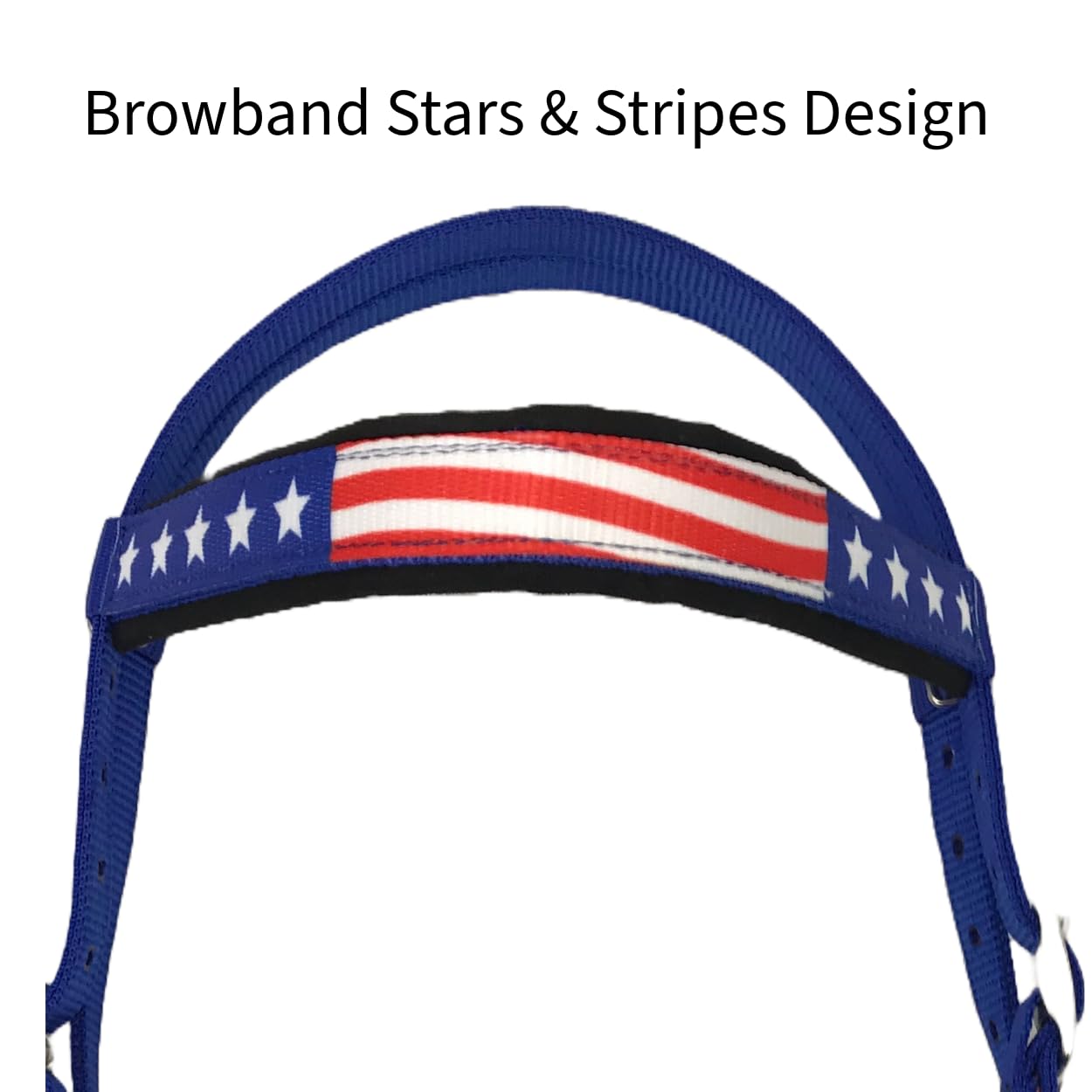 Tahoe Tack American Flag Double Layered Nylon Patriotic Padded Headstall, Reins and Breast Collar with Fringes 3 Items Set: Full Red/White/Blue