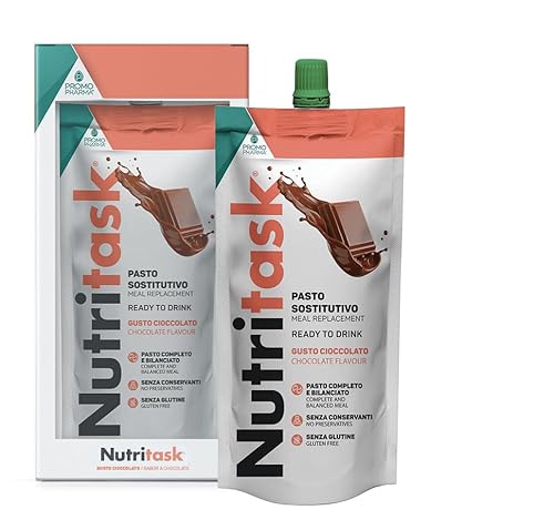 Nutritask - Sustitutivo de una Comida Completa, Listo para Comer - con 13 Vitaminas y 10 Minerales - Sin Conservantes y Sin Gluten - Sabor Chocolate