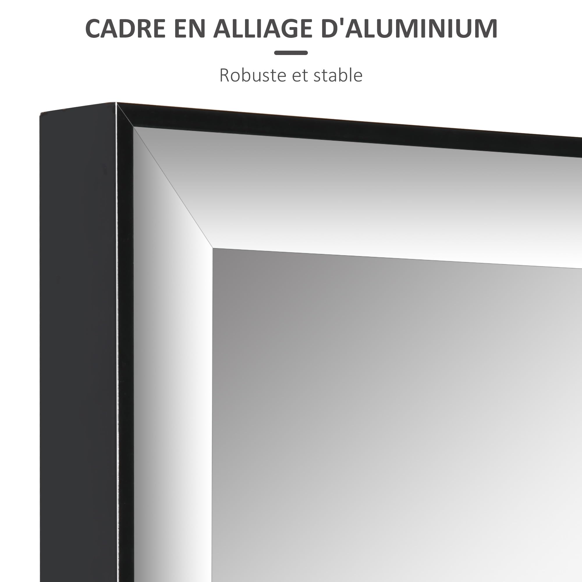 HOMCOM Miroir Mural Film Sécurité Anti Déflagrant 120L x 35l cm Noir | Système Attache Inclus, Cadre Alliage Alu.