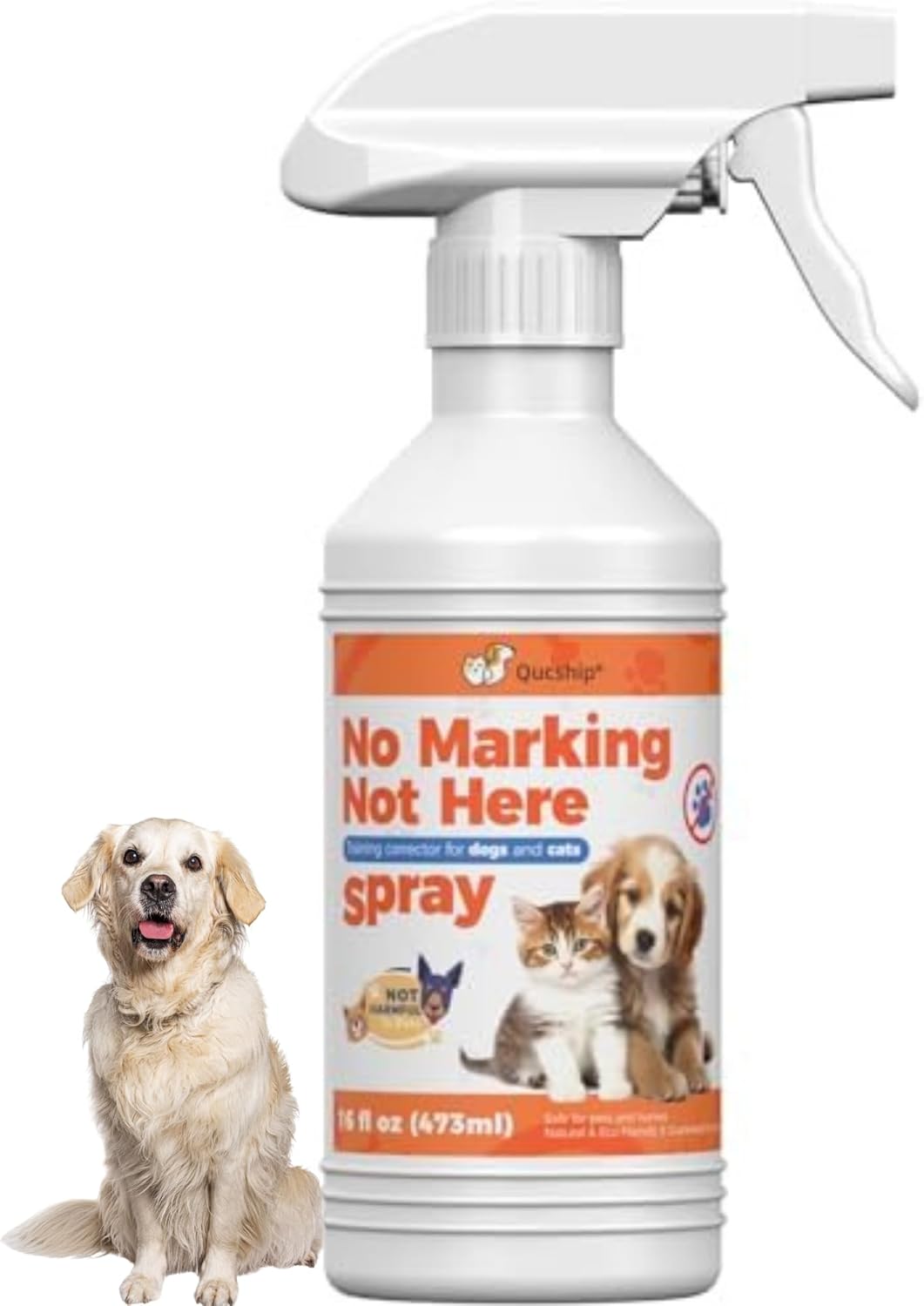 Qucship 32oz No Pee Spray for Dogs Inside, Stop Dog Urinating in House with No More Peeing, Indoor Dog No Marking Spray for Furniture & Carpet, Best Don't Pee Here Dogs Right