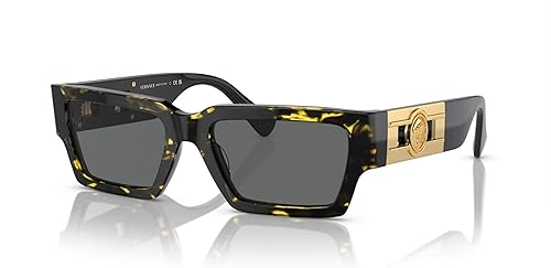 Versace Gafas de sol unisex con montura Havana, lentes gris oscuro, 2.126 in, Habana