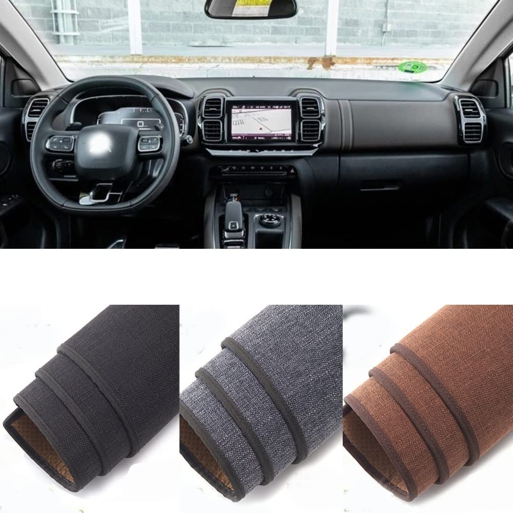 Biancheria Dash Zerbino Coperture Cruscotto Pad Tappeto per Citroen C5 per Aircross 2016 2017 2018 2019 2020 2021 Car Styling Tappetino Cruscotto Anti Scivolamento (Colore : Marrone)