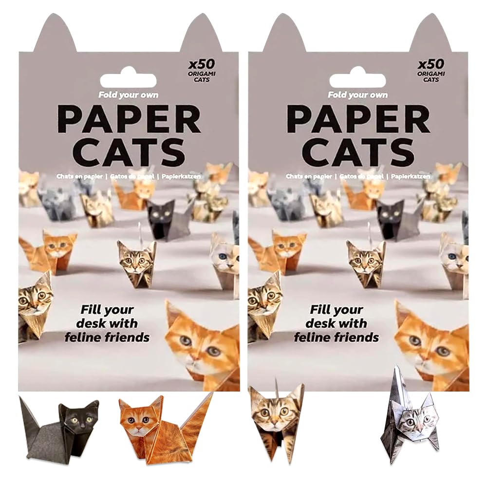 Kit de Origami de Gatos, 100 Hojas Gatos de papel DIY, Kit Creativo de Manualidades de Animales de Origami para Decoración de Escritorio de Animales, Adultos y Niños