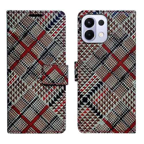 Image of Check Flip Cover for Oppo K13 5G| Leather Finish|Shock Proof|Magnetic Clouser Compatible with Oppo K13 5G (Multicolor)