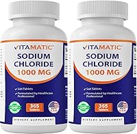 Vista 1 de Vitamatic Cloruro de sodio 1000 mg - 365 tabletas -2 botellas de reabastecimiento de electrolitos y soporte de hidratación - Sin OMG, sin gluten