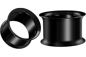 Pair of 316L Black Anodized Double Flared Steel Ear Gauges, 5/8 inch