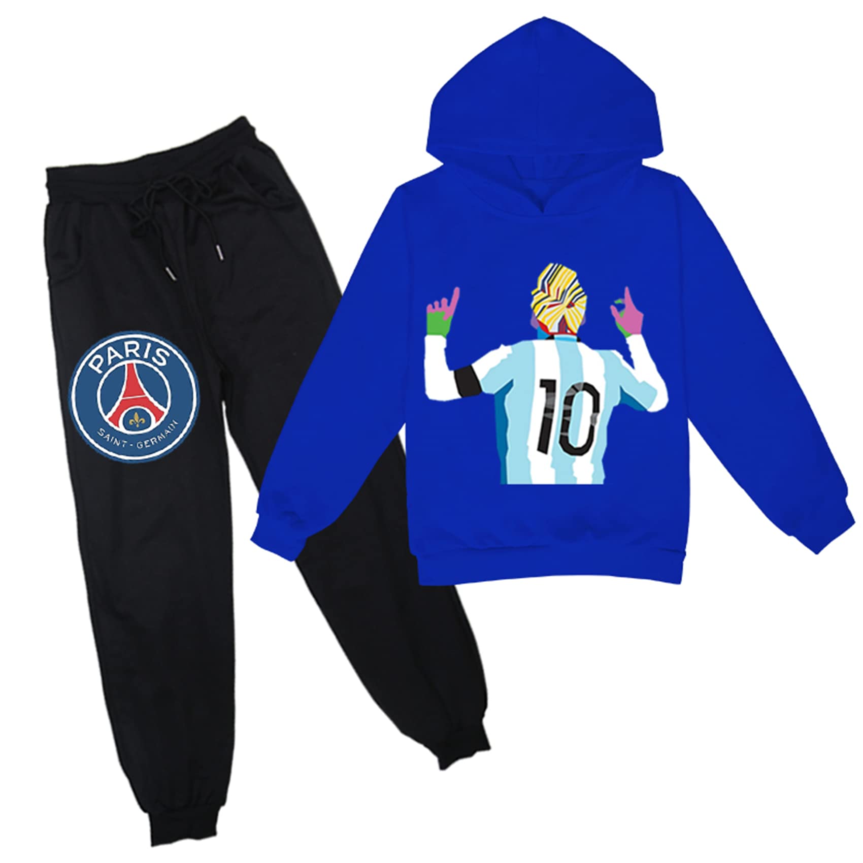 Duuloon Kids Messi Active Tracksuit Lightweight Hooded Sweatshirts and Sweatpants Sets Boys Girls 2 Piece Clothes Outfits