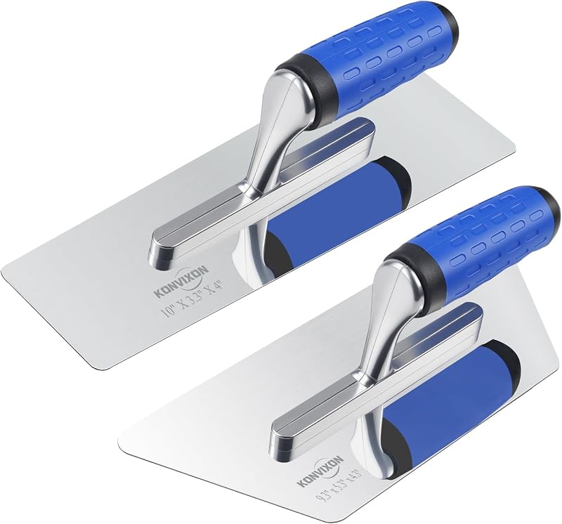 2PCS Venetian Plaster Trowels for Stucco, Marmorino & Microcement | Stainless Steel, 2 Sizes for Large Area Fast Smoothing and Small Area Detailing, Tadelakt & Decorative Wall Finishes