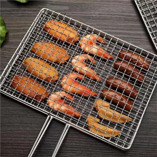 ZFIHAV Barbecue Net 1pc Barbecue Net Silver Iron Mesh Clamp Practical Vegetable Clip Long-lasting Grilled Fish Net BBQ Tools Kitchen Dining(17 * 27cm) - Image 3