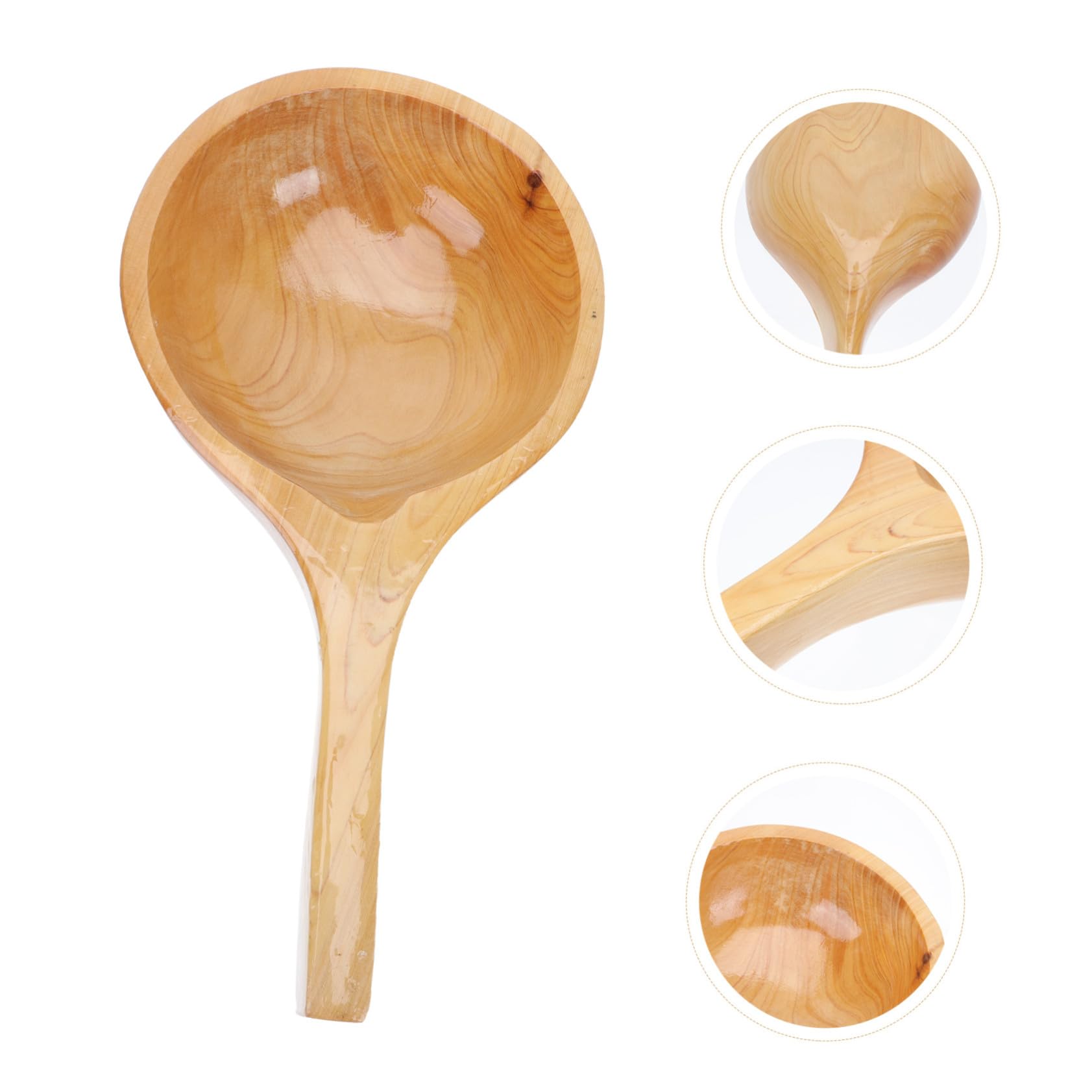 Louche à Arroser en Bois Massif 28 Cm, Cuillère en Bois Naturel, Capacité Grosse, Résistante et Polyvalente, pour Jardinage et Usage Domestique, Louche Cuisine