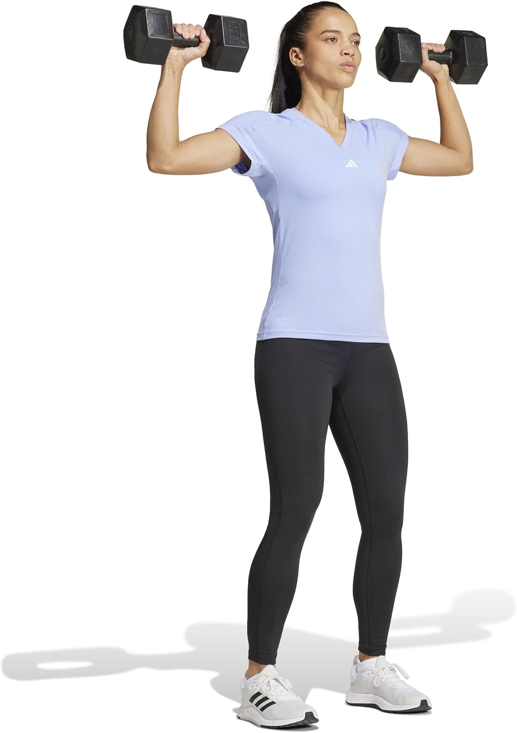 Adidas Womens Aeroready Train Essentials Minimal Branding V-Neck T-Shirt - Image 5