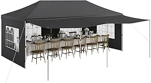 10x20 Pop Up Canopy Tent, Commercial Heavy Duty Canopy Tents for Parties with Roller Bag, 10x20 Tents with 6 Removable Sidewalls, Upgraded Thickened Legs, 6 Sand Bags,Grey