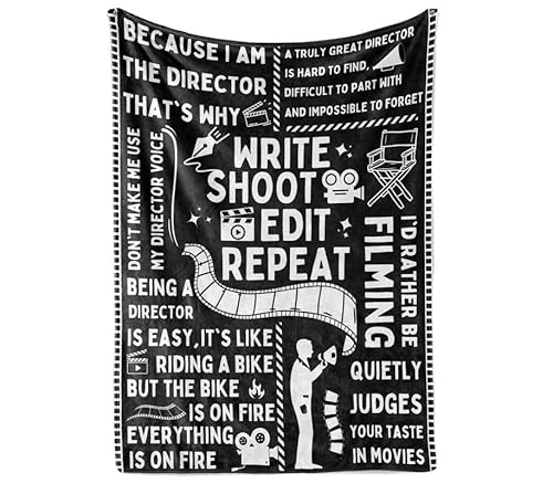 Director Gifts, Gifts for Director on Filmmaker Day, Birthday and Chirstmas, Flannel Plush Throw Blanket, 50"x 65" - Write Shoot Edit Repeat