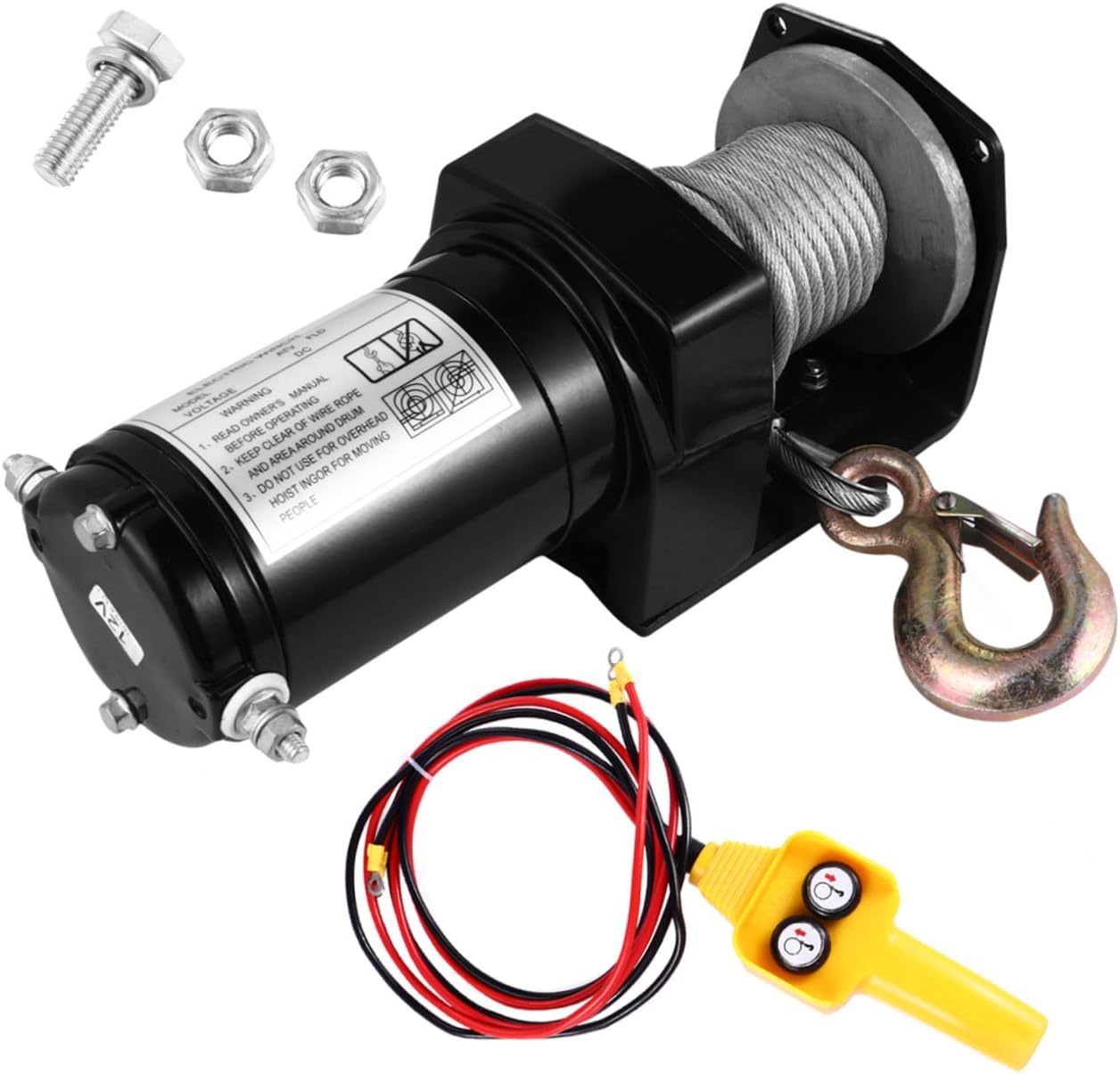 12v Electric Winch 2000lb Vehicle Towing Crawler Winch with Wired Remote Control for Off-Road Truck Trailer
