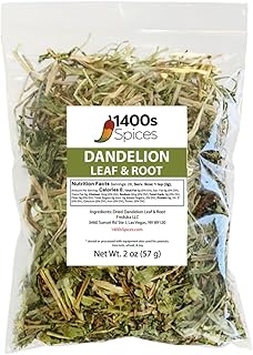2oz Dandelion Loose Leaf and Root for Herbal Tea, Diente de Leon Te Hoja Seca con Raices by 1400s Spices