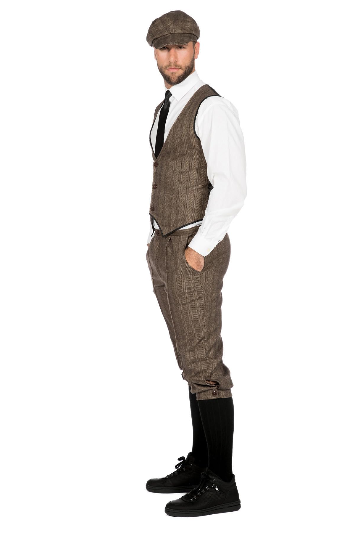 WILBERS & WILBERS - Costume da uomo anni '20 | Set da 3 pezzi con gilet, pantaloni, berretto, costume anni '20 per Carnevale