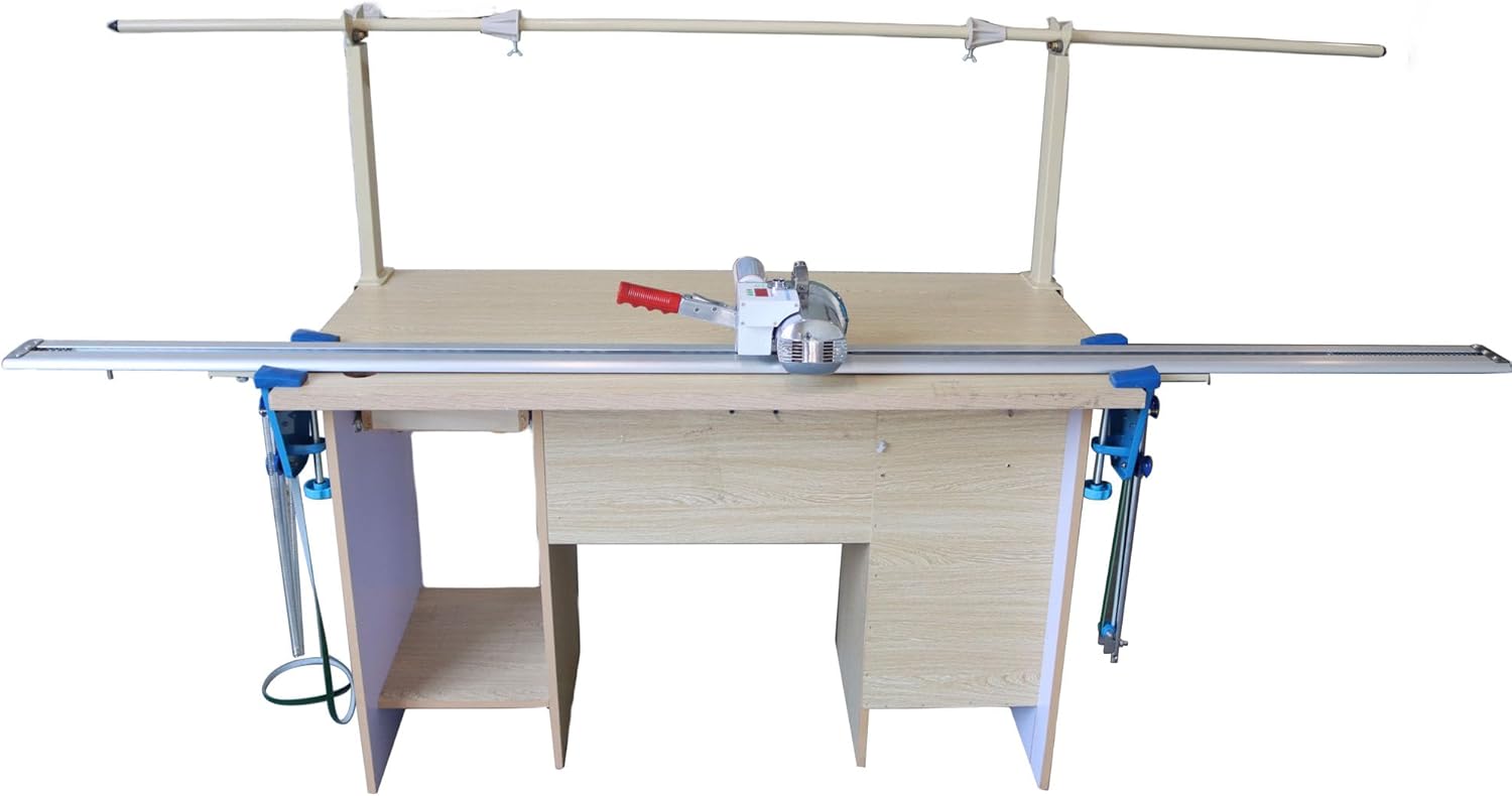 Cloth Cutting Machine High Speed Fabric Cutting Machine Cloth Cutter Fabric End Cutter with 86" Rack & Digital Counter for Clothing, Textiles, Leather 220V