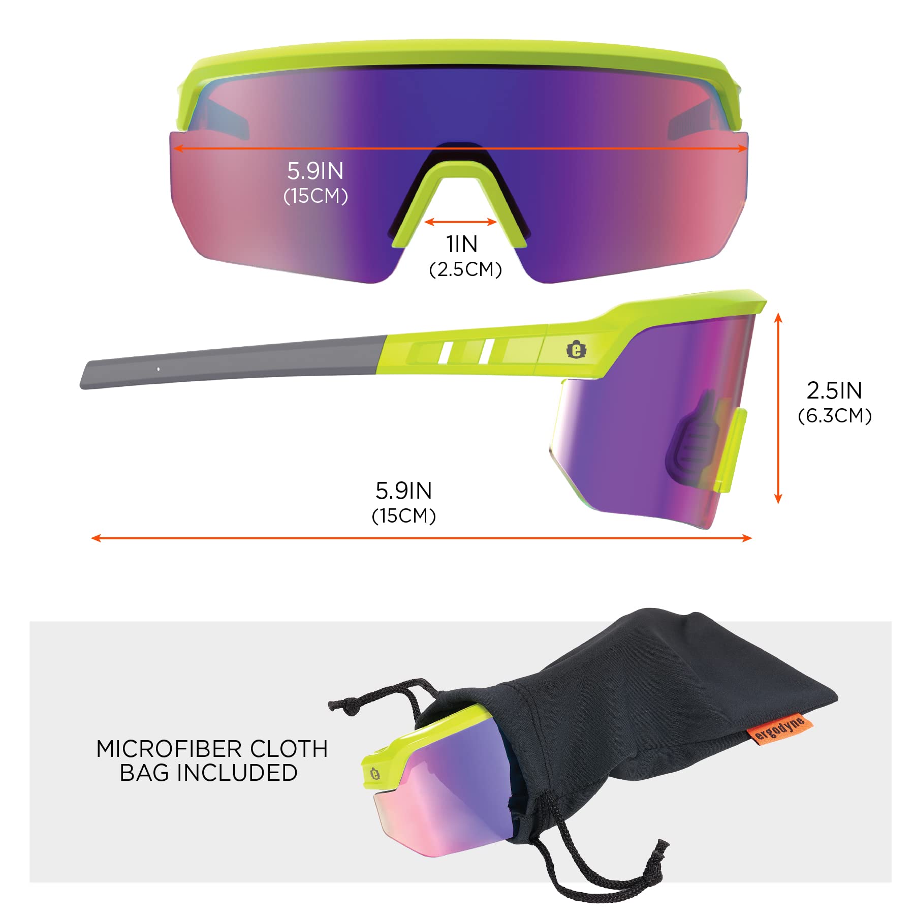 Ergodyne Skullerz Aegir Safety Glasses, Sunglasses - Mirrored Lenses Gafas de seguridad con espejo Unisex adulto (Pack de 1)