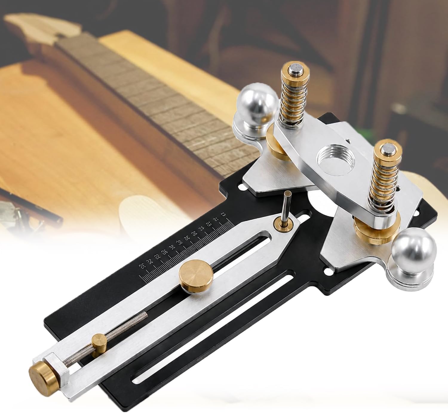 Ręczna frezarka tarczowa do otworów rezonansowych w gitarach, regulowany prowadnik frezarski do narzędzi obrotowych z gwintem 18,5 mm, akcesoria lutnicze