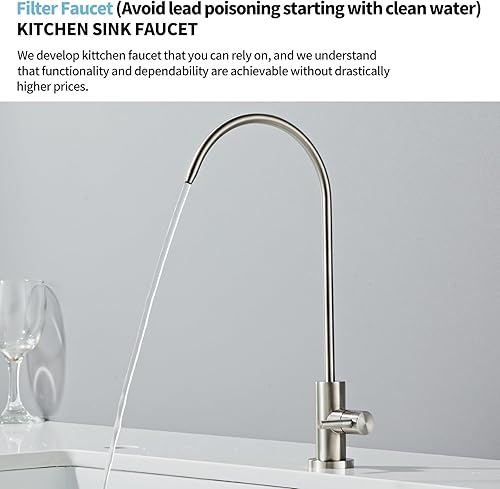 Miniatura 2 de Grifo de agua potable acero inoxidable 304, se adapta a la mayoría de unidades de ósmosis inversa o sistemas de filtración de agua, espacio sin aire