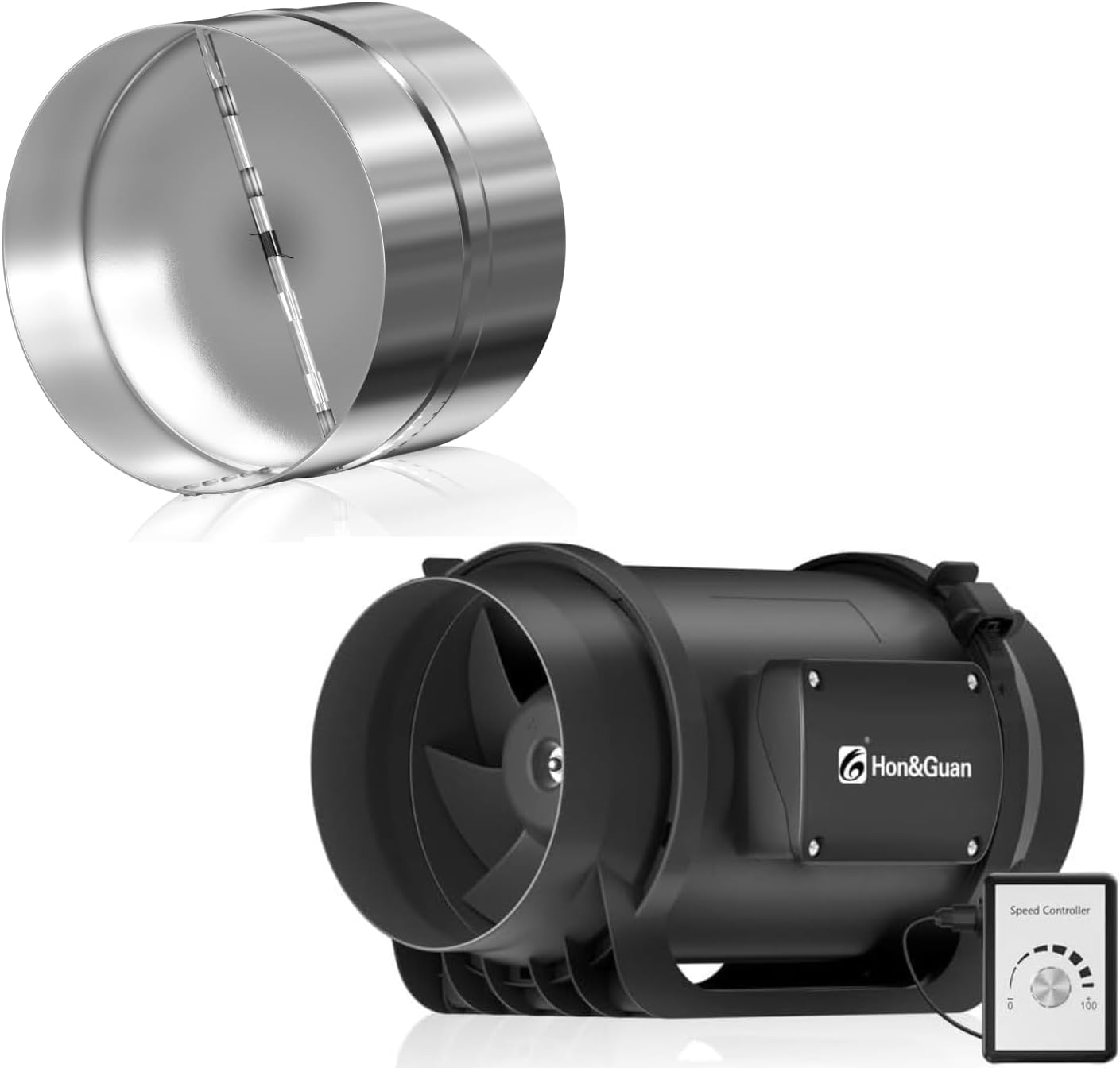 Hon&Guan Inline Duct Fan 469 CFM 6 inch with damper