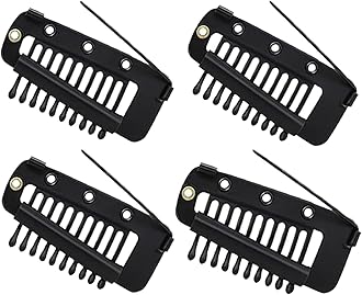 TEMPERIA (4pcs) Dupatta Clips for Brides - Bridal Saree Pallu Chunni Setting Holding Safety Pin for Head - Hair Patch Wig Clips for Women - Black