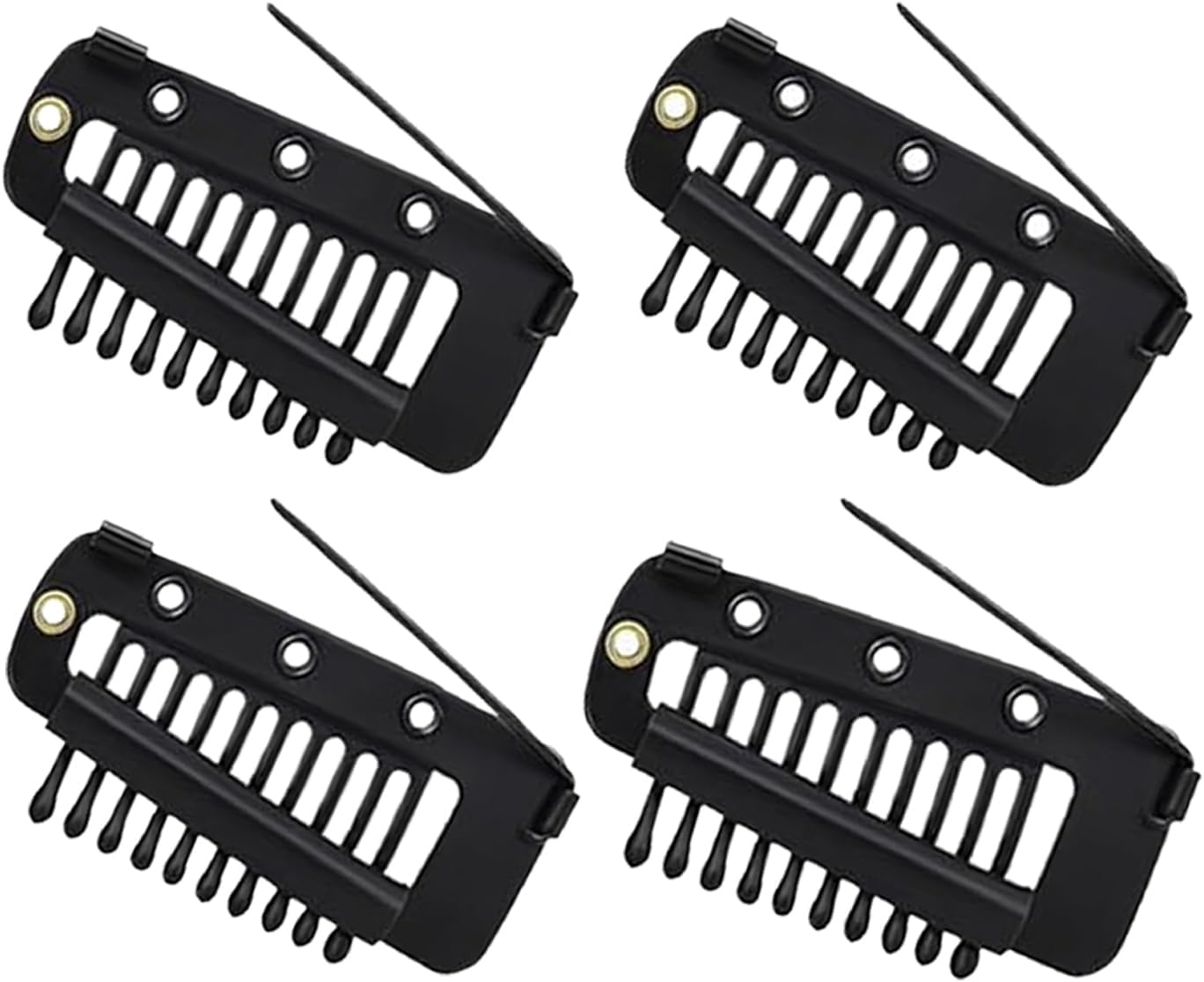 TEMPERIA (4pcs) Dupatta Clips for Brides - Bridal Saree Pallu Chunni Setting Holding Safety Pin for Head - Hair Patch Wig Clips for Women - Black