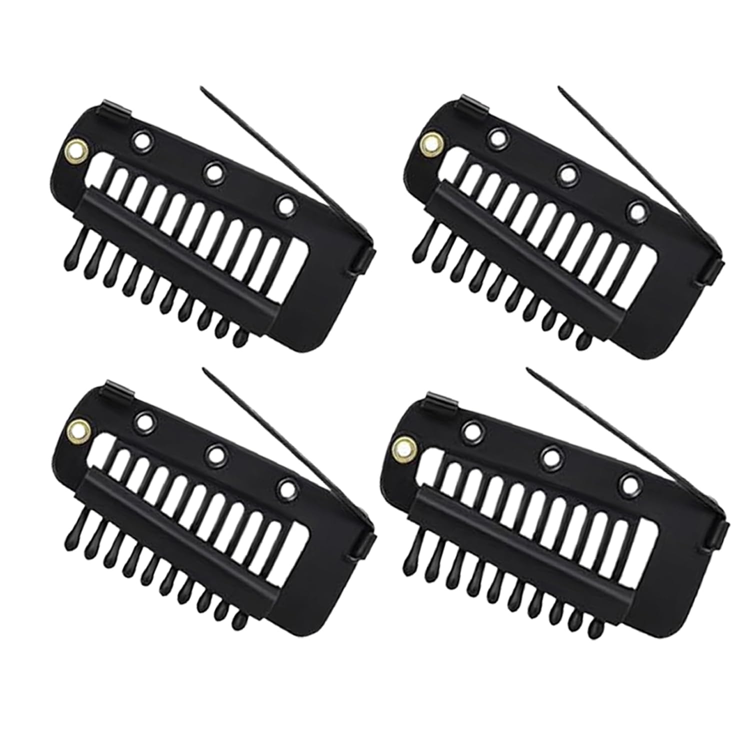TEMPERIA (4pcs) Dupatta Clips for Brides - Bridal Saree Pallu Chunni Setting Holding Safety Pin for Head - Hair Patch Wig Clips for Women - Black