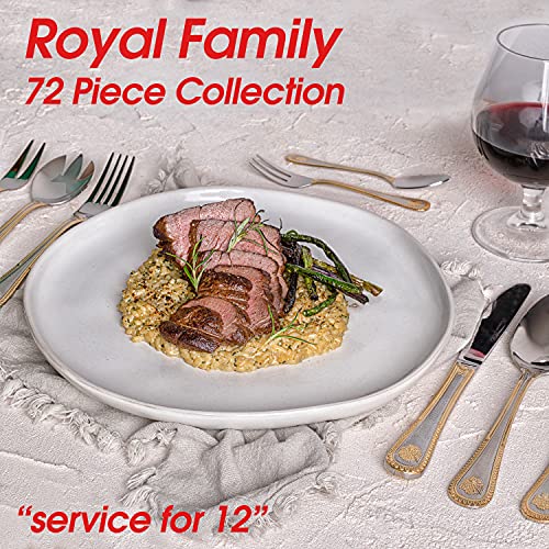 Royal-Family-Collection-72-Piece-Fine-Flatware-Silverware-Set-with-Gift-Carrying-Case-Elegant-Design-Serves-Parties-12-people-Perfect-Housewarming-Graduation-for-Loved-Ones-Gold