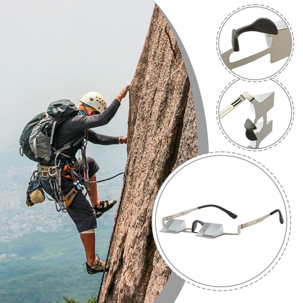 Prism Belay - Occhiali professionali in vetro ottico a 90° per protezione del collo, montatura leggera in titanio, ampio campo visivo per arrampicata su roccia interna/esterna, attrezzatura di