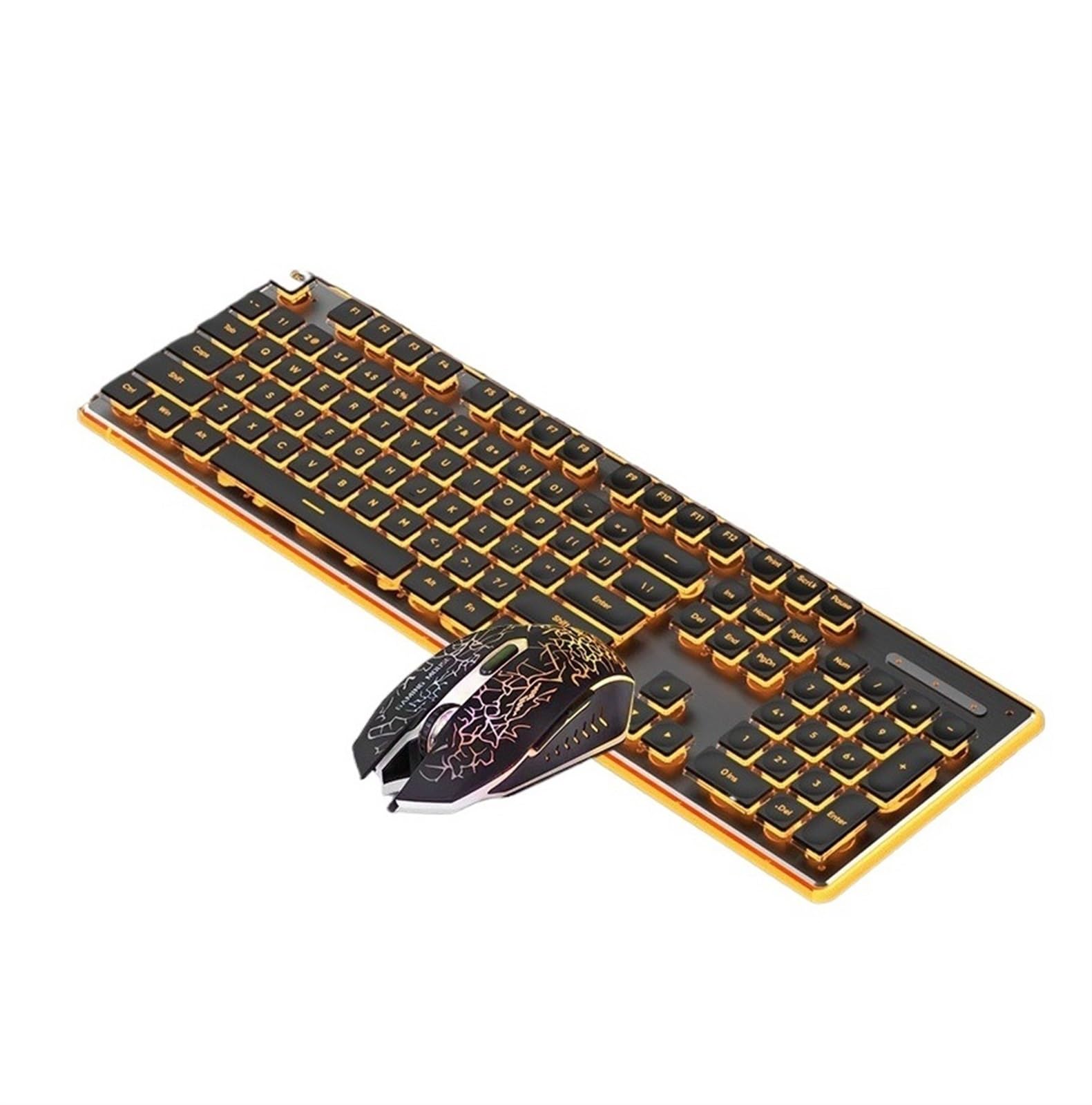Combo Teclado y Ratón Inalámbrico Teclado Mecánico con Cable, Juego Silencioso De Teclado Y Ratón De Oficina For Ordenador Portátil PC/Laptops/Ordenador(Black)