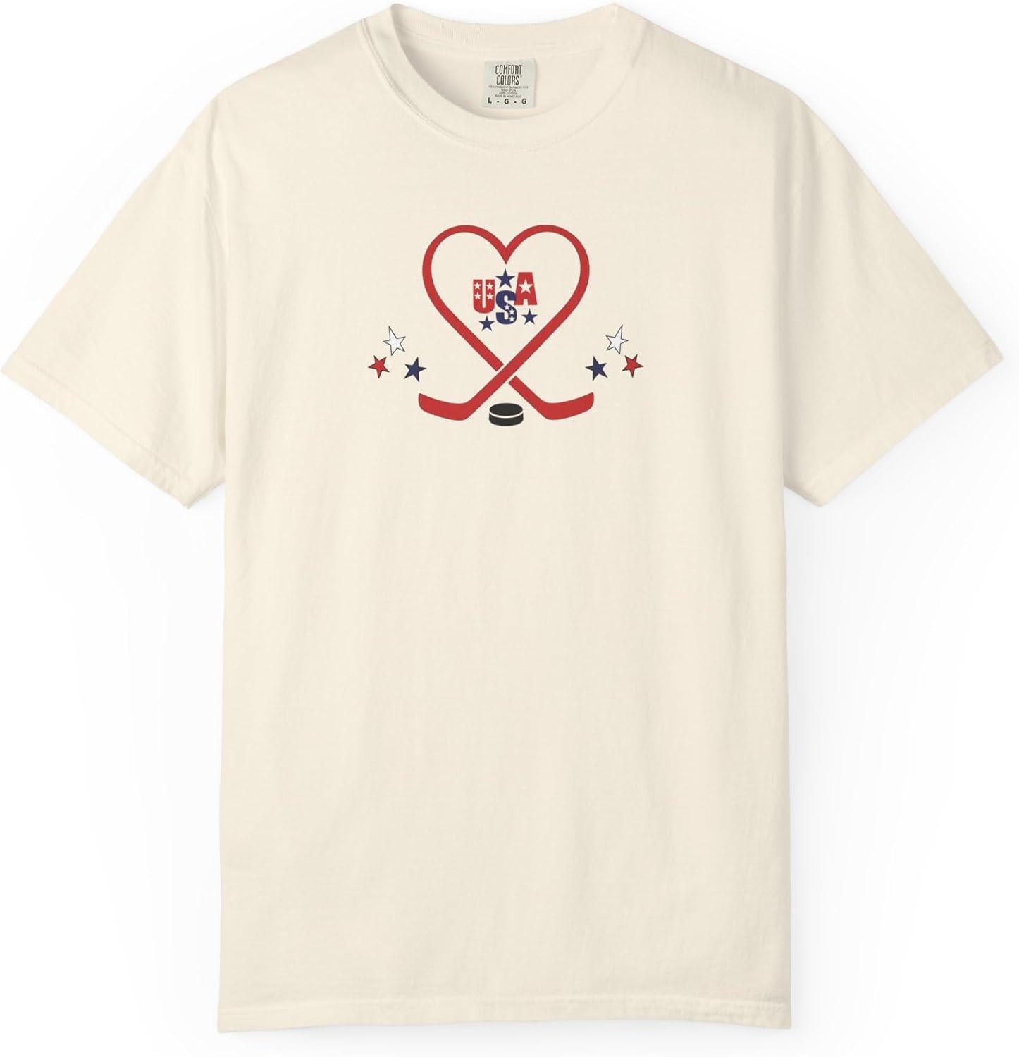 Heart Hockey Sticks Shirt Ice Hockey T-Shirt Ivory