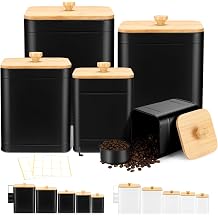 Buryeah 5 Black Canisters Sets for The Kitchen, Set of 5 Kitchen Canisters