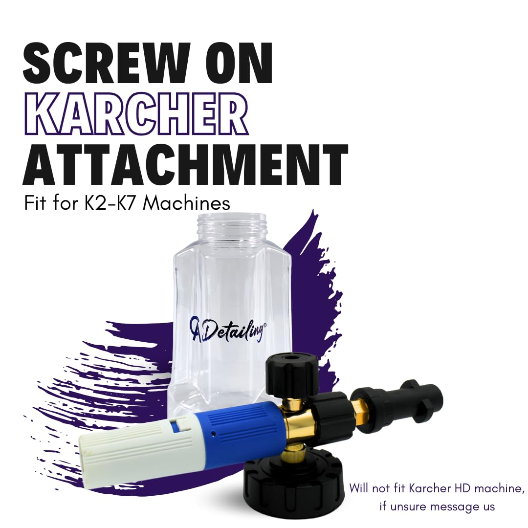 Kärcher Schneeschaumlanze K2-K7 kompatibel – 1 Liter auslaufsichere Schneeschaumpistole für Hochdruckreiniger, inklusive Autowaschhandschuh und Düse