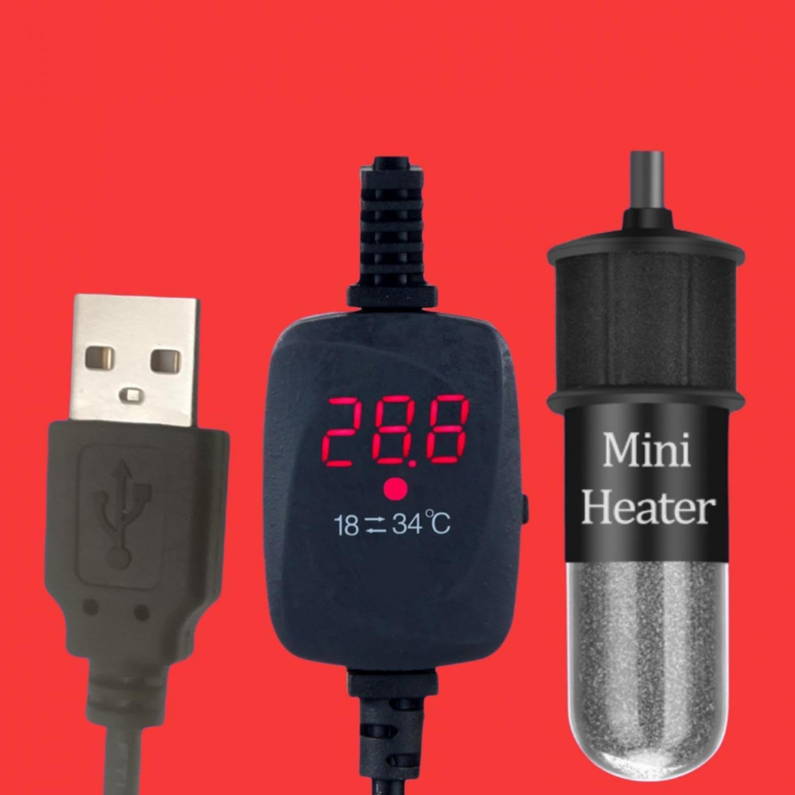 Colcolo Aquarium-Heizung, intelligenter Thermostat, 10 W, Mini-Heizstab für Aquarien, Kampffischtanks, Reptilien-Terrarium, Celsius, mit Stromausfall