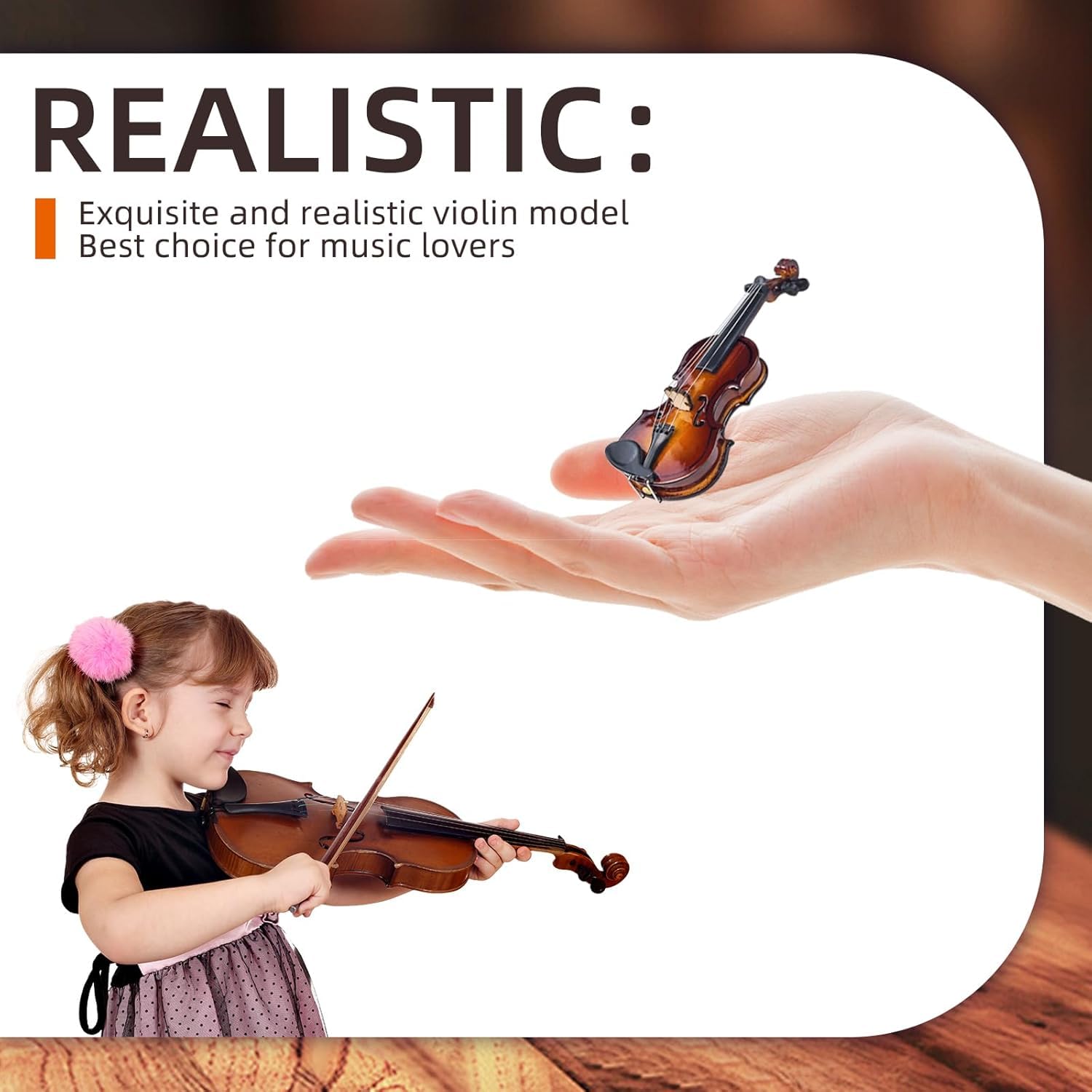 8cm Miniature Violin Model, Wooden Tiny Violin Mini Musical Instrument Model with Bow and Case for Dollhouse Accessory Home Decor - Image 3