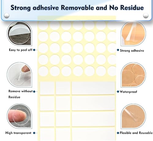 Miniatura 3 de Adhesivos de puntos de doble cara, pósteres adhesivos para pared, 248 unidades, tiras transparentes para colgar imágenes, sin residuos, cinta
