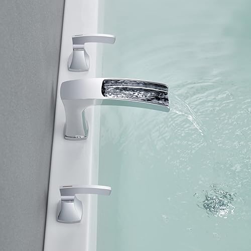 Miniatura 21 de Grifo de bañera de cascada de montaje en cubierta, grifo de bañera romano, grifos de bañera de oro cepillado, grifos de baño de latón de 3 agujeros