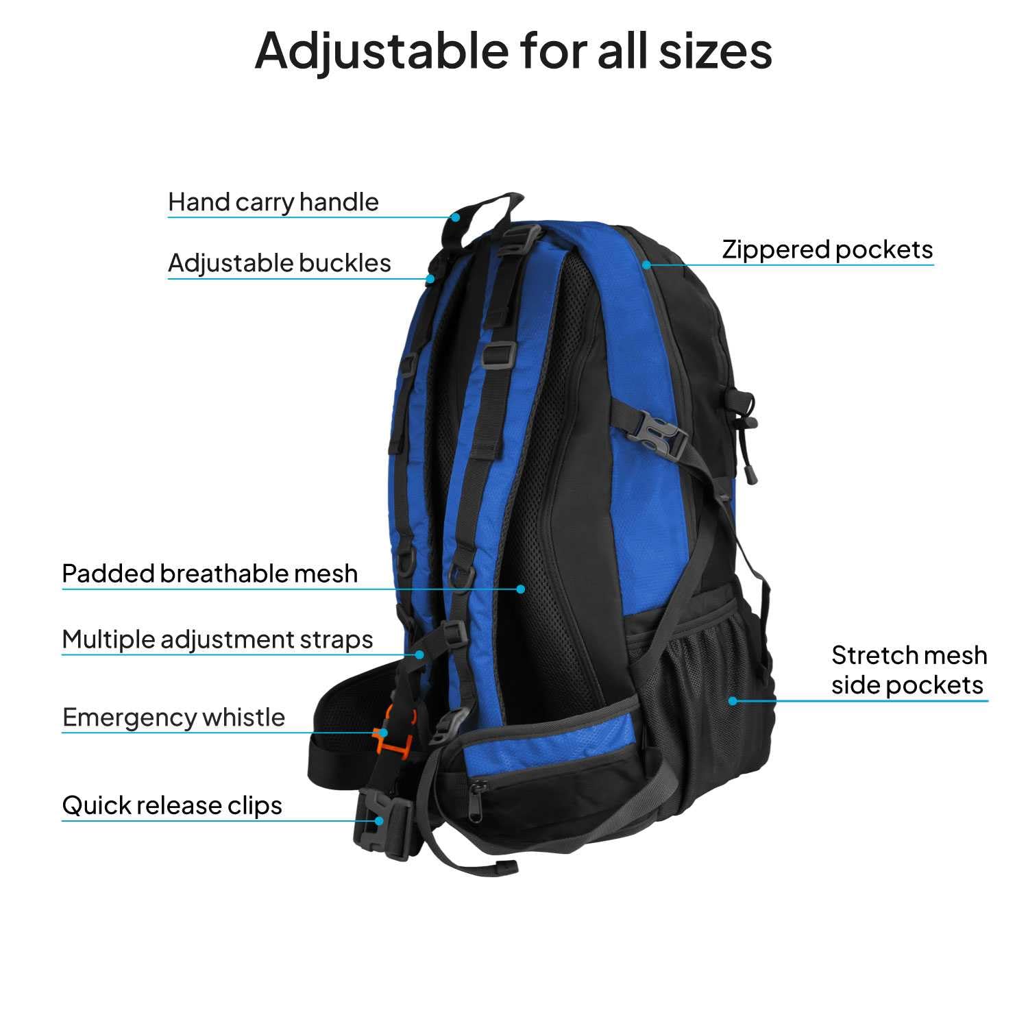OcioDual Wanderrucksack, 50 Liter, Wasserdicht Und Leicht, Mehrere Taschen, Ideal für Reisen, Berg, Camping, Outdoor, Ultraleicht, für Damen Und Herren