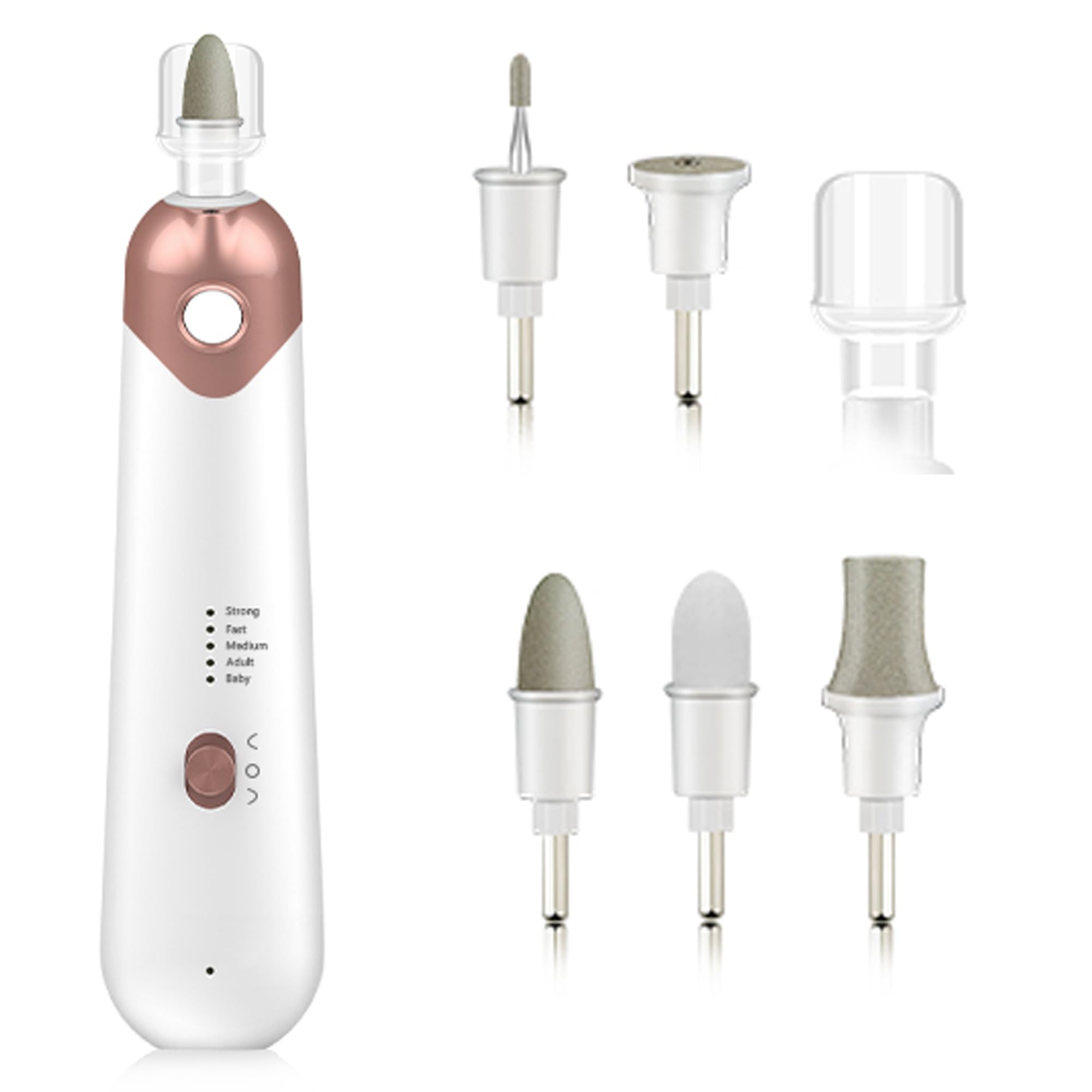 Electric Nail Drill, Portable Manicure and Pedicure Set including 6 Drill Bits, Adjustable 5 Speed LED Light