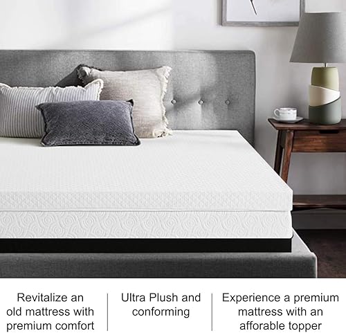 Miniatura 7 de Cubrecolchón de espuma viscoelástica de 2 pulgadas tamaño Queen con funda de bambú extraíble y lavable Queen de 2 pulgadas