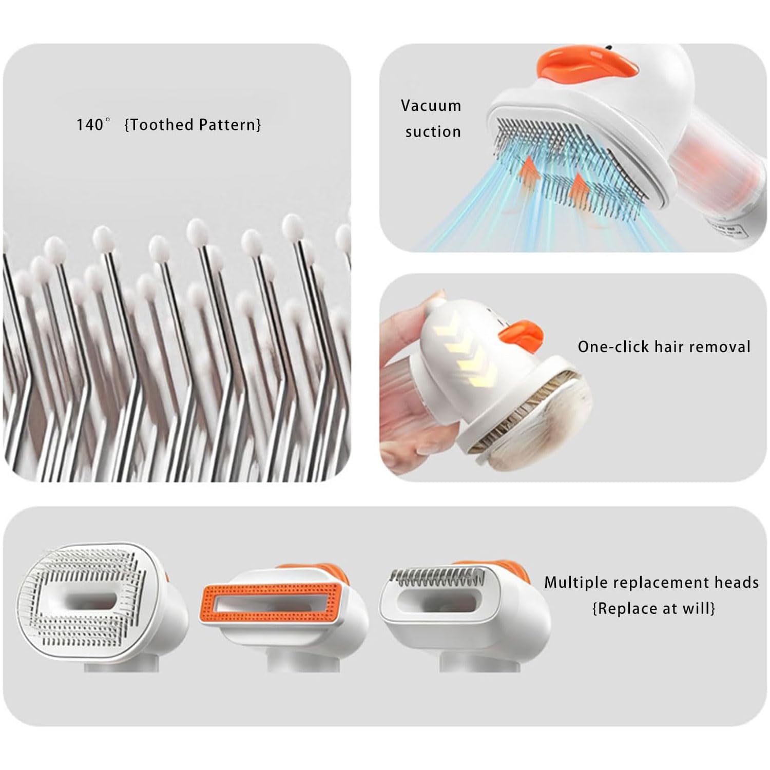 Dog Vacuum Brush 4 in 1 Pet Grooming Vacuum for Dogs and Cats,4-in-1 Hundehaar-Vakuumbürste,Wiederaufladbar Hundehaar Staubsaugerbürste,Selbstreinigende Zupfbürste Fellpflege-Werkzeug für Hunde